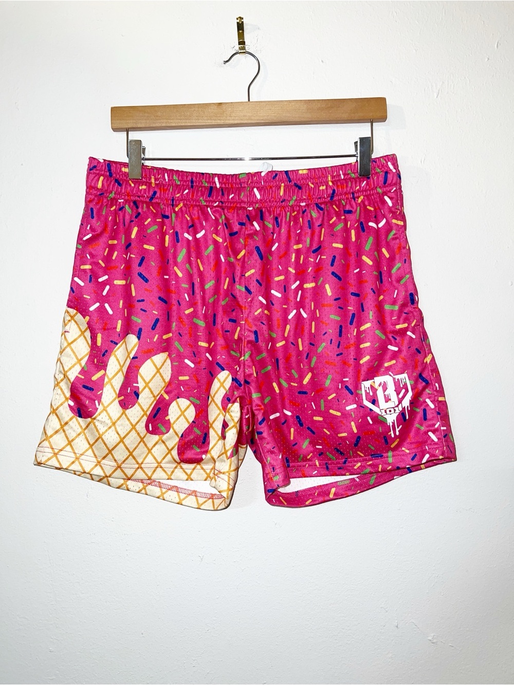 Baseball Lifestyle 101 Ice Cream Sprinkles Men’s Pink Athletic Shorts
